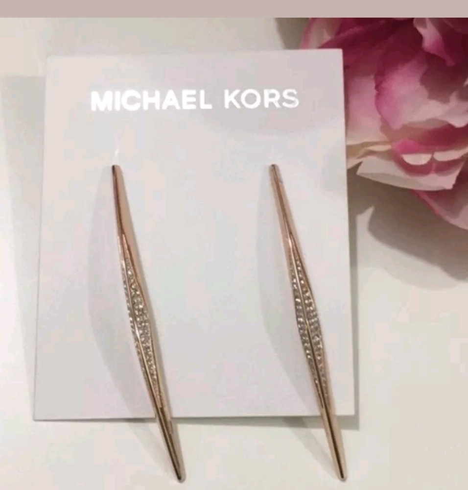 Michael Kors Pave Drop Earrings-ROSE GOLD